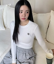 muahmuah([A[A)A'GEM/9 × .kom wmuah muah/[A[Ax LOGO STITCH CROP LONG SLEEVE/Xeb`NbvTVc(TVc/Jbg\[)