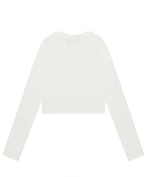 muahmuah(ムーアムーア)の「A'GEM/9 × .kom 『muah muah/ムーアムーア』 LOGO STITCH CROP LONG SLEEVE/ステッチクロップ長袖Tシャツ(Tシャツ/カットソー・レディース・ブラック/アイボリー/ホワイト・FREE)」の13枚目の写真