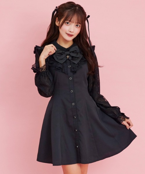 Secret Honey（シークレットハニー）の「レースラッフルワンピース（ワンピース・レディース・ブラック/ワインレッド/ブラックミックス/ブラック系その他・MEDIUM）」の2枚目の写真