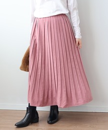 【LL～6L 大きいサイズ】【WEB/一部店舗限定】スェード調ロングプリーツスカート