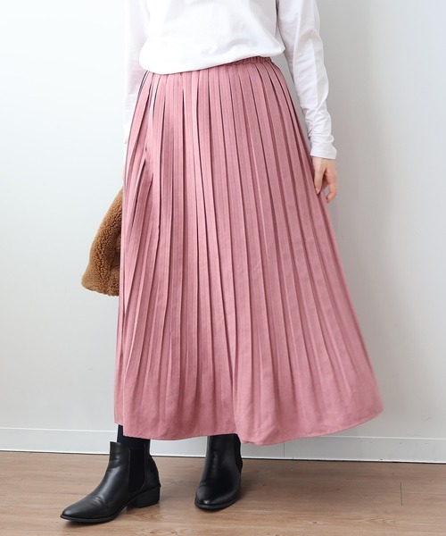 美品✨セブンテン プリーツスカート ロング ウエストゴム ミント XS セール】【LL～6L 大きいサイズ】【WEB/一部店舗限定】スェード調
