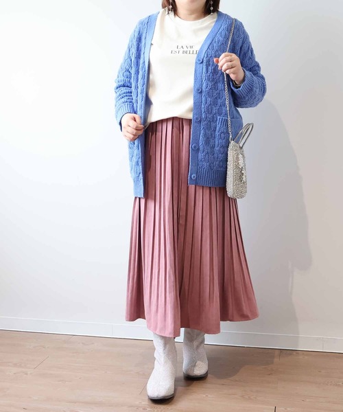 MB mint breeze(エムビーミントブリーズ)の「【LL~6L 大きいサイズ】【WEB/一部店舗限定】スェード調ロングプリーツスカート(スカート・レディース・ネイビー/ピンク/チャコールグレー/ブルー・LL/3L/4L/5L/6L)」の18枚目の写真