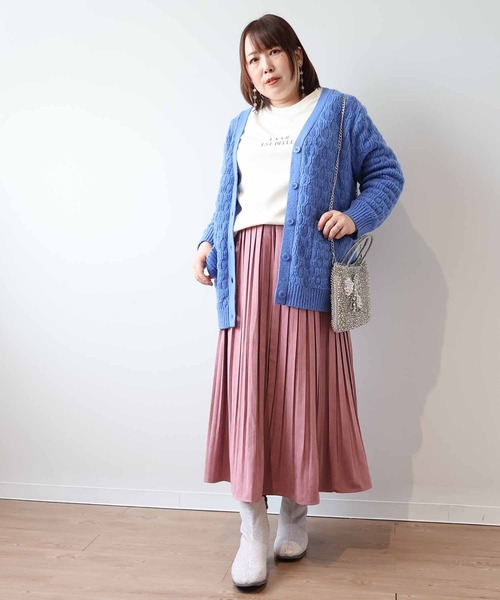 MB mint breeze(エムビーミントブリーズ)の「【LL~6L 大きいサイズ】【WEB/一部店舗限定】スェード調ロングプリーツスカート(スカート・レディース・ネイビー/ピンク/チャコールグレー/ブルー・LL/3L/4L/5L/6L)」の19枚目の写真