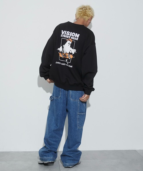 VISION STREET WEAR（ヴィジョンストリートウェア）の「∴WEGO/VISIONゴーストスケータープルオーバー（スウェット・メンズ・アッシュグレー/ブラック・MEDIUM/LARGE）」の4枚目の写真