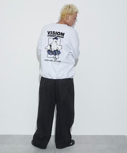 VISION STREET WEAR（ヴィジョンストリートウェア）の「∴WEGO/VISIONゴーストスケータープルオーバー（スウェット・メンズ・アッシュグレー/ブラック・MEDIUM/LARGE）」の6枚目の写真