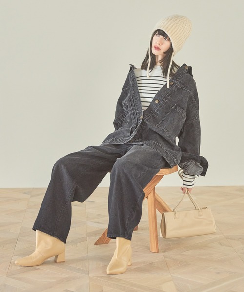 LAKOLE(ラコレ)の「ワイドシャフトブーツ / 140076(ブーツ・レディース・ブラック/ベージュ・MEDIUM/LARGE)」の6枚目の写真