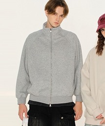 オーバーサイズスタンドネックジップアップスウェット
