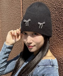madrepadre（マドレパドレ）の「リボンデザインニットキャップ（ニットキャップ/ビーニー）」