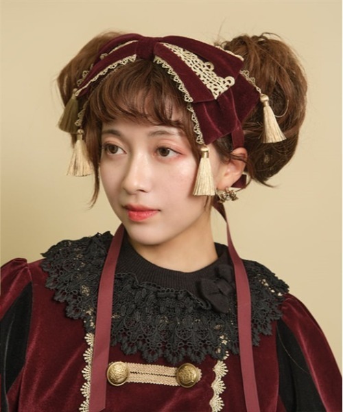 axes femme kawaii（アクシーズファムカワイイ）の「タッセル付リボンヘッドドレス（カチューシャ・レディース・ワイン/ブラック/ブルー・FREE）」の3枚目の写真