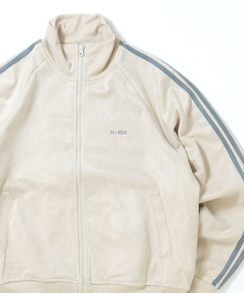 【セール】faux suede track jacket/スウェードタッチ ワンポイント刺繍 袖ライン トラックジャケット（ジャージ）｜おしゃれスタ（オシャレスタ）