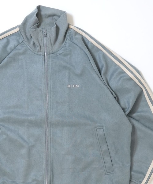 【セール】faux suede track jacket/スウェードタッチ ワンポイント刺繍 袖ライン トラックジャケット（ジャージ）｜おしゃれスタ（オシャレスタ）
