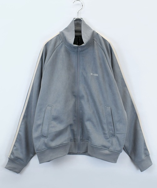 【セール】faux suede track jacket/スウェードタッチ ワンポイント刺繍 袖ライン トラックジャケット（ジャージ）｜おしゃれスタ（オシャレスタ）