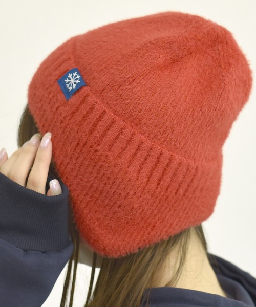 DAY CLOSET(デイ クローゼット)の「レディース イヤーマフ付きワンポイントニット帽 耳当て(ニットキャップ/ビーニー・レディース・ライラック/ピンク/ブラック/ネイビー/ダークグレー/オレンジ系その他/オフホワイト/ライトブラウン・ONE SIZE)」の8枚目の写真