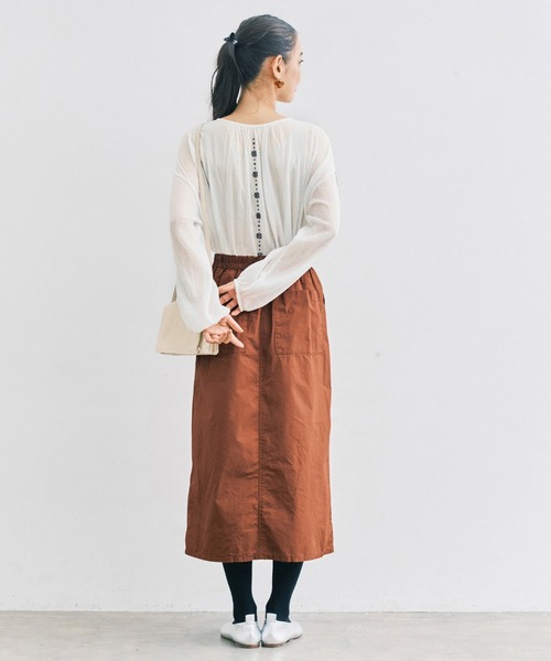 and myera(アンド マイラ)の「and myera 巻き風スカート(スカート・レディース・キャメル/ブラック・M/L/LL/S)」の11枚目の写真