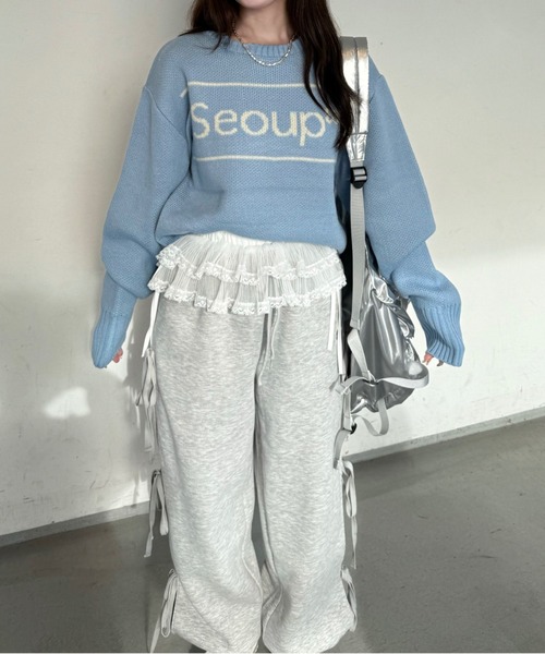 nemne store(ネンネストア)の「【Seoup】オリジナルロゴニット(ニット/セーター・レディース・アイボリー/ブルー/ブラウン・SMALL/MEDIUM)」の3枚目の写真