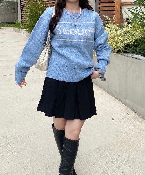 nemne store(ネンネストア)の「【Seoup】オリジナルロゴニット(ニット/セーター・レディース・アイボリー/ブルー/ブラウン・SMALL/MEDIUM)」の22枚目の写真