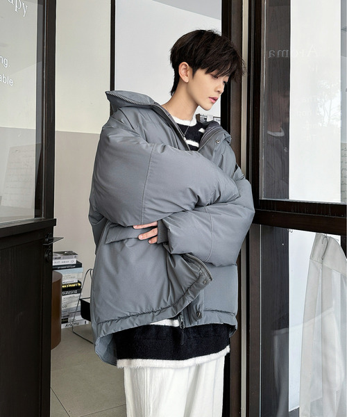 セール】【neos】ビッグシルエット タスラン ハイネック 中綿 ハーフ