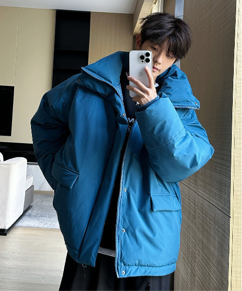 セール】【neos】ビッグシルエット タスラン ハイネック 中綿 ハーフ