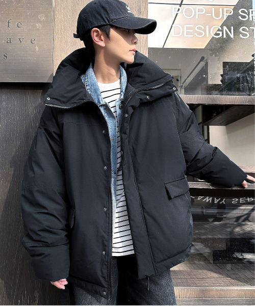 セール】【neos】ビッグシルエット タスラン ハイネック 中綿 ハーフ