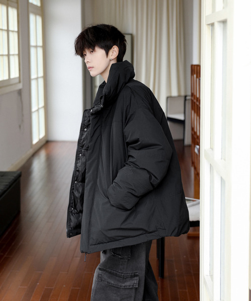 セール】【neos】ビッグシルエット タスラン ハイネック 中綿 ハーフ