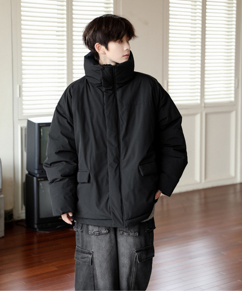 セール】【neos】ビッグシルエット タスラン ハイネック 中綿 ハーフ