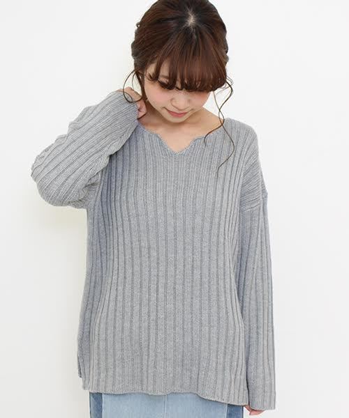 Kastane（カスタネ）の「ワイドリブプルオーバー（ニット/セーター・レディース・アイボリー/カーキ/グレー・FREE）」の3枚目の写真