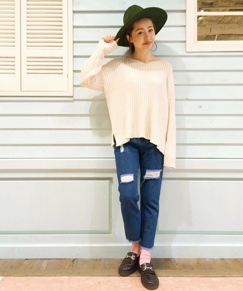 Kastane（カスタネ）の「ワイドリブプルオーバー（ニット/セーター・レディース・アイボリー/カーキ/グレー・FREE）」の15枚目の写真