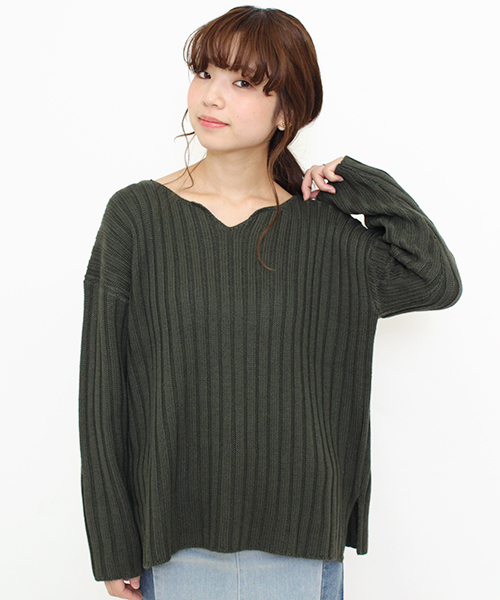 Kastane（カスタネ）の「ワイドリブプルオーバー（ニット/セーター・レディース・アイボリー/カーキ/グレー・FREE）」の19枚目の写真