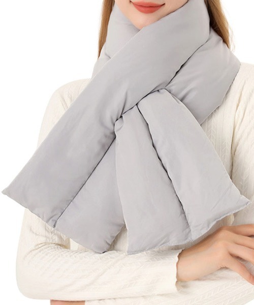 Futier land（フューティアランド）の「クロス中綿マフラー（マフラー・レディース・アイボリー/グレー・FREE）」の3枚目の写真