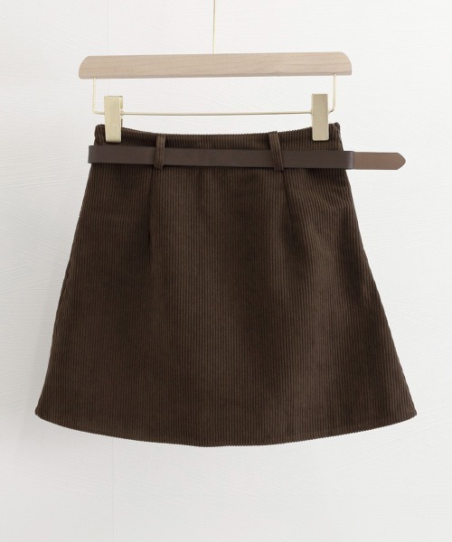 Miniministore（ミニミニストア）の「コーデュロイプリーツスカート ベルト付き（スカート・レディース・ブラック/ダークブラウン・S/M/L/XL）」の19枚目の写真