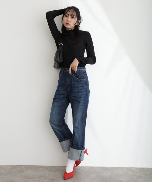 ElegChic（エレグシック）の「ハイネックメロウニット（ニット/セーター・レディース・ベージュ/オフホワイト/ブラック・S/M/XL/XXL/4L）」の5枚目の写真