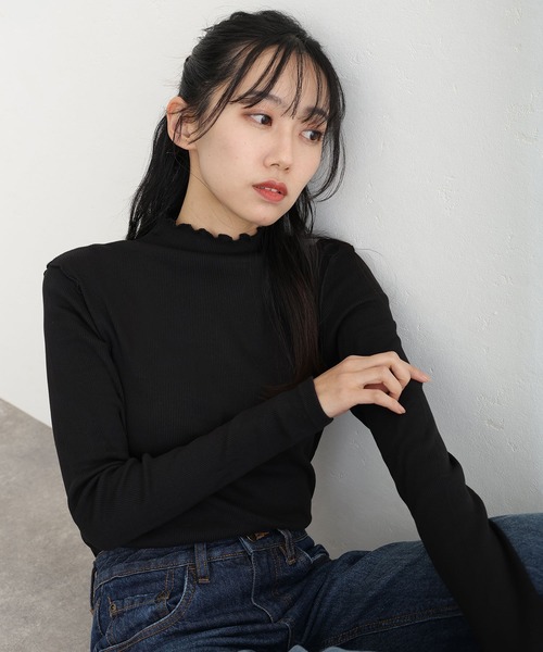 ElegChic（エレグシック）の「ハイネックメロウニット（ニット/セーター・レディース・ベージュ/オフホワイト/ブラック・S/M/XL/XXL/4L）」の6枚目の写真