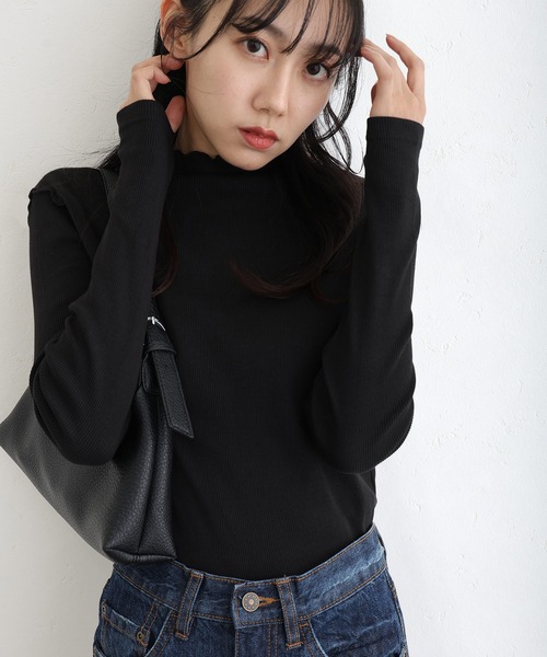 ElegChic（エレグシック）の「ハイネックメロウニット（ニット/セーター・レディース・ベージュ/オフホワイト/ブラック・S/M/XL/XXL/4L）」の7枚目の写真