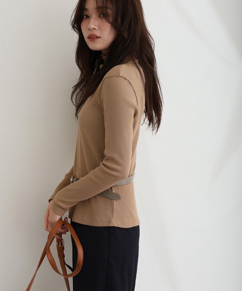 ElegChic（エレグシック）の「ハイネックメロウニット（ニット/セーター・レディース・ベージュ/オフホワイト/ブラック・S/M/XL/XXL/4L）」の9枚目の写真