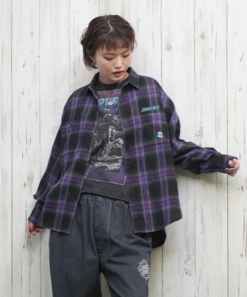 SANTA CRUZ(サンタクルーズ)の「SANTACRUZ/サンタクルーズ ネルシャツ/チェック柄 502251231(シャツ/ブラウス・レディース・ホワイト×ブルー/ホワイト/ブラック×ホワイト/パープル/ブラウン・FREE)」の16枚目の写真