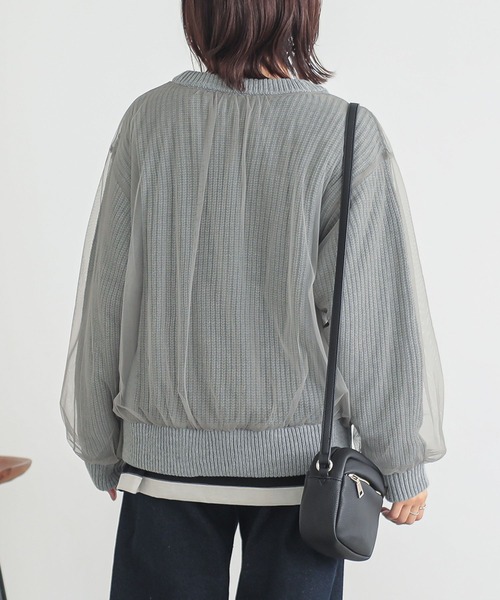 n'OrLABEL（ノアールレーベル）の「『ボリュームチュールニットカーディガン』（カーディガン/ボレロ・レディース・ネイビー/グレー/ブラック・FREE）」の7枚目の写真