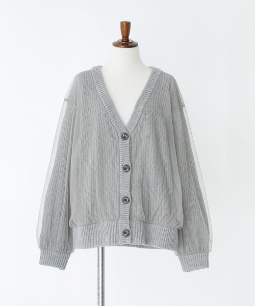 n'OrLABEL（ノアールレーベル）の「『ボリュームチュールニットカーディガン』（カーディガン/ボレロ・レディース・ネイビー/グレー/ブラック・FREE）」の10枚目の写真