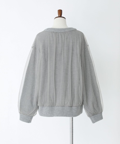 n'OrLABEL（ノアールレーベル）の「『ボリュームチュールニットカーディガン』（カーディガン/ボレロ・レディース・ネイビー/グレー/ブラック・FREE）」の11枚目の写真