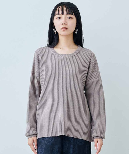 MEDE19F(メデジュウキュウ)の「MEDE19F シャギーエルボーパッチ柔らかニット(ニット/セーター・レディース・アイボリー/グレイッシュベージュ/ブラック・L/M/LL)」の3枚目の写真