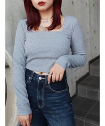 EVRIS | スクエアネックチョーカーリブトップス(Tシャツ/カットソー)