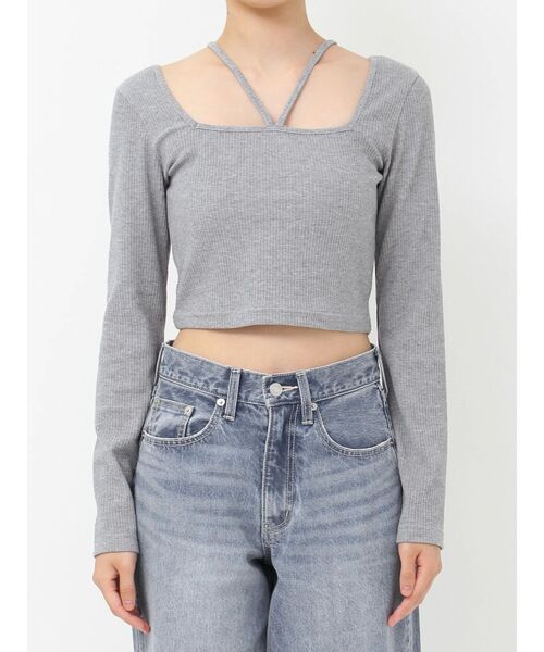 EVRIS(エヴリス)の「スクエアネックチョーカーリブトップス(Tシャツ/カットソー・レディース・グレー/ブラック/ホワイト・FREE)」の20枚目の写真