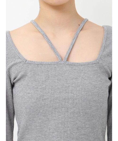 EVRIS(エヴリス)の「スクエアネックチョーカーリブトップス(Tシャツ/カットソー・レディース・グレー/ブラック/ホワイト・FREE)」の17枚目の写真