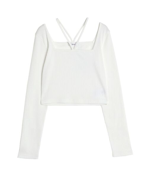 EVRIS(エヴリス)の「スクエアネックチョーカーリブトップス(Tシャツ/カットソー・レディース・グレー/ブラック/ホワイト・FREE)」の10枚目の写真