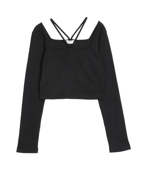 EVRIS(エヴリス)の「スクエアネックチョーカーリブトップス(Tシャツ/カットソー・レディース・グレー/ブラック/ホワイト・FREE)」の9枚目の写真