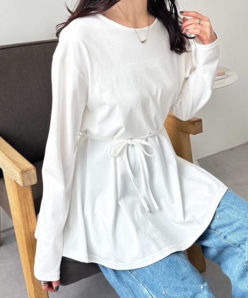 GeeRA(ジーラ)の「ウエストリボン付きペプラムカットソー(Tシャツ/カットソー・レディース・ブラック/オフホワイト/サンドグレー・LARGE/X-LARGE/MEDIUM)」の18枚目の写真