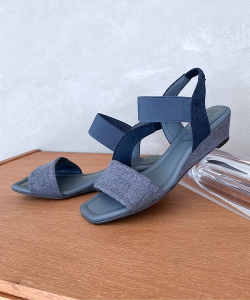 enchanted（エンチャンテッド）の「ワンストラップマテリアルゴムウエッジサンダル（サンダル・レディース・ブラック/ブルーグレー/ベージュ・S/M/L/LL）」の19枚目の写真