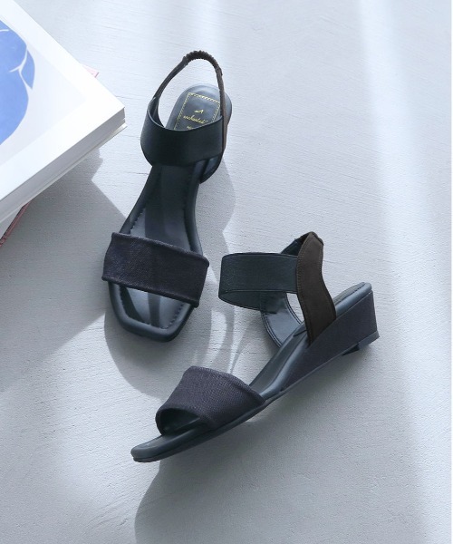 enchanted（エンチャンテッド）の「ワンストラップマテリアルゴムウエッジサンダル（サンダル・レディース・ブラック/ブルーグレー/ベージュ・S/M/L/LL）」の10枚目の写真