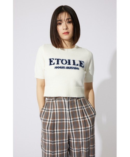 rienda（リエンダ）の「エトワールジャガードニットトップス 半袖 夏服（ニット/セーター・レディース・ピンク/ブラック/ホワイト・FREE）」の4枚目の写真