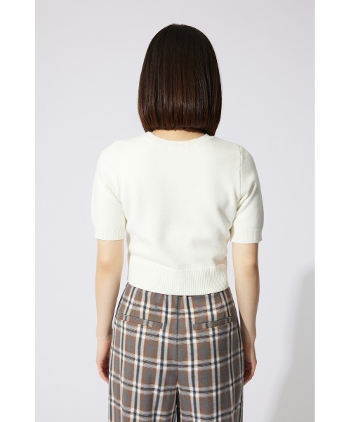 rienda（リエンダ）の「エトワールジャガードニットトップス 半袖 夏服（ニット/セーター・レディース・ピンク/ブラック/ホワイト・FREE）」の10枚目の写真