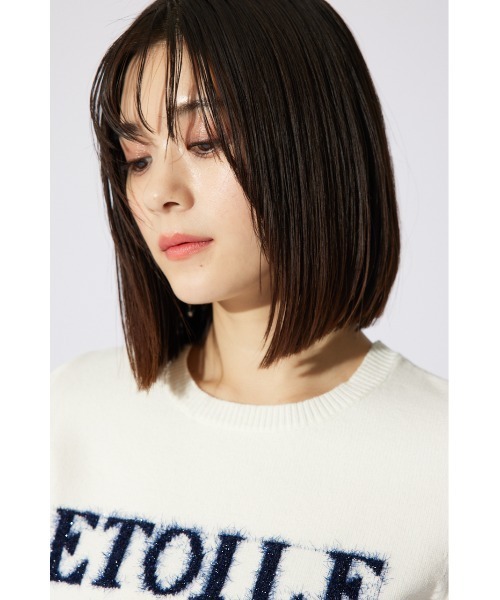 rienda（リエンダ）の「エトワールジャガードニットトップス 半袖 夏服（ニット/セーター・レディース・ピンク/ブラック/ホワイト・FREE）」の11枚目の写真